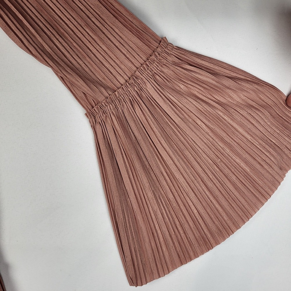 Free People Can't Help It Pleated Swing Dress Size XS Dusty Rose Tassels Flare - Picture 12 of 14